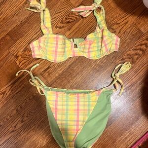 Dippin' Daisy's Plaid Bikini in Yellow and Green